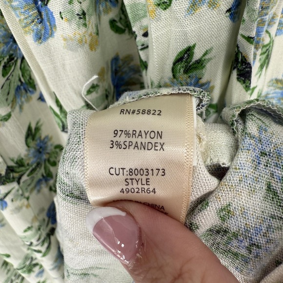 Max Studio Dress Womens Small‎ Blue Floral Smocked Waist Ruffle Hem Boho Midi - Picture 9 of 12